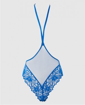 Women's La Senza Barely-There Lace Bodysuit Lingerie Deep Blue | JO2zUK6Z