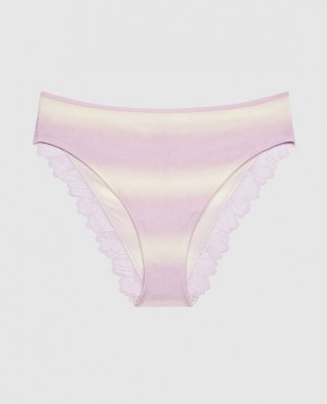 Women's La Senza Bikini Panty Underwear Purple Stripes | s8cOrF4R
