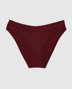 Women's La Senza High Leg Bikini Panty Underwear Red Burgundy | uJVChqlu