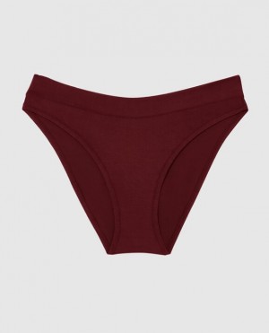 Women's La Senza High Leg Bikini Panty Underwear Red Burgundy | kzUt9HTL