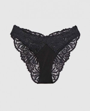 Women's La Senza High Leg Cheeky Panty Underwear Black | pq1OsQVN