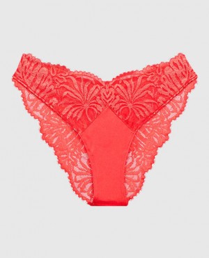 Women's La Senza High Leg Cheeky Panty Underwear Red | QexzfElI