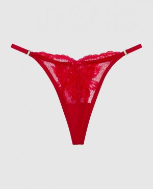 Women's La Senza High Leg Thong Panty Underwear Red | J3XyWBqv