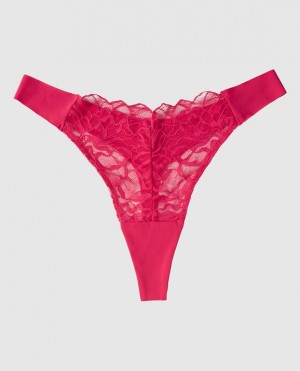 Women's La Senza High Leg Thong Panty Underwear Sweet Raspberry | altzANK1