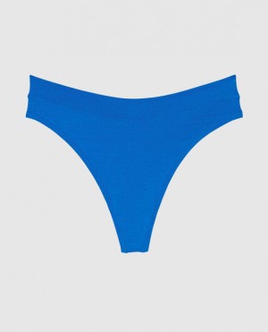 Women's La Senza High Leg Thong Panty Underwear Deep Blue | mrsPDyRX