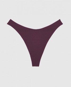 Women's La Senza High Leg Thong Panty Underwear Purple | zMkkPKtZ