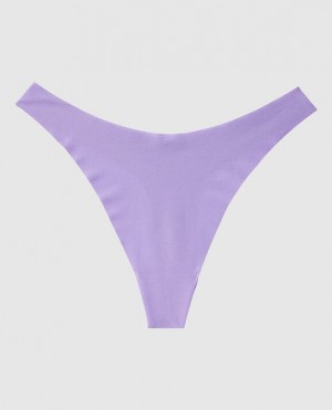 Women's La Senza High Leg Thong Panty Underwear Purple Rose | Q31S48dM