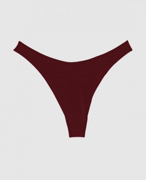 Women's La Senza High Leg Thong Panty Underwear Red Burgundy | x2uGmKJB