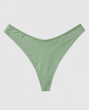 Women's La Senza High Leg Thong Panty Underwear Olive | 40jT0T6Z