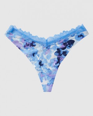 Women's La Senza High Leg Thong Panty Underwear Blue | FcbcJYrP