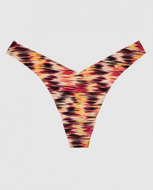 Women's La Senza High Leg Thong Panty Underwear Warm Ikat Waves | Mcfh0Dyw