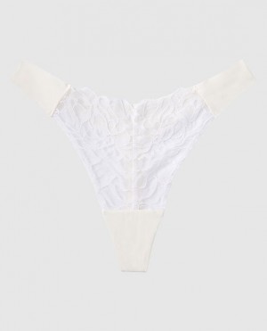 Women's La Senza High Leg Thong Panty Underwear Cream | wYqySk2e