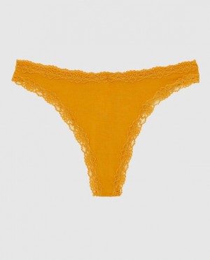 Women's La Senza High Leg Thong Panty Underwear Limonite | F9GofTxW