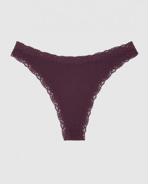 Women's La Senza High Leg Thong Panty Underwear Purple | 1mRvkv3J