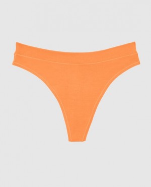 Women's La Senza High Leg Thong Panty Underwear Apricot | bGmonT8F