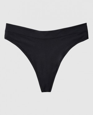 Women's La Senza High Leg Thong Panty Underwear Black | JFQJ7EG1