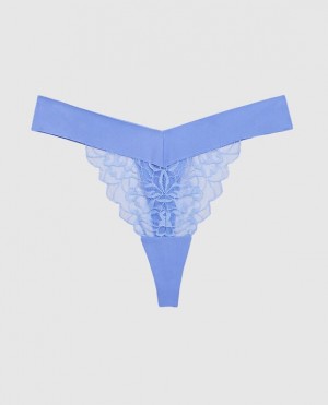Women's La Senza High Leg Thong Panty Underwear Blue | NJC35JQO