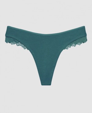 Women's La Senza High Leg Thong Panty Underwear Tidal Turq | TxO2QKuw