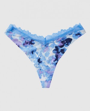 Women's La Senza High Leg Thong Panty Underwear Blue | jumET3QA