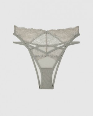 Women's La Senza High Waist Cheeky Panty Lingerie Silver | WKTnqkLE