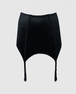 Women's La Senza High Waist Garter Skirt Lingerie Black | SHbutagA