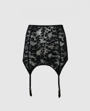 Women's La Senza High Waist Garter Skirt Lingerie Black | 28aqmfAY