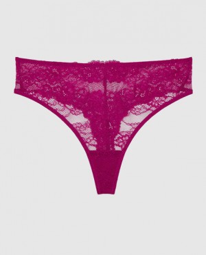 Women's La Senza High Waist Thong Panty Underwear Pink | 1FwKL8zy
