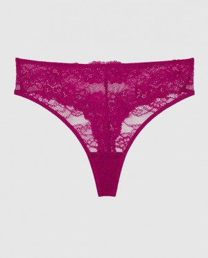 Women's La Senza High Waist Thong Panty Underwear Pink | uQkHJdB9