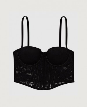 Women's La Senza Lightly Lined Strapless Top Bras Black | vq8K4st4