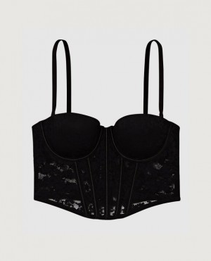 Women's La Senza Lightly Lined Strapless Bra Top Lingerie Black | FZvxlQa1