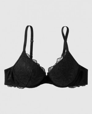 Women's La Senza Push Up Plunge Bras Black | PbObkB6x