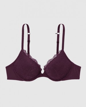 Women's La Senza Push Up Plunge Bras Purple | aIGBTLJT