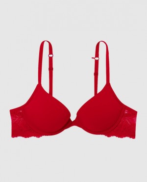 Women's La Senza Push Up Plunge Bras Red | 2nFkZYDs