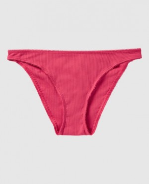Women's La Senza Ribbed Bikini Panty Underwear Sweet Raspberry | WDpOGWku
