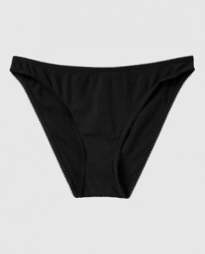 Women's La Senza Ribbed Bikini Panty Underwear Black | nPbaXxQ4