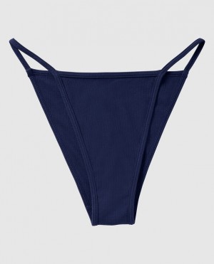 Women's La Senza Ribbed Mini Cheeky Panty Underwear Navy | vwik8eMQ