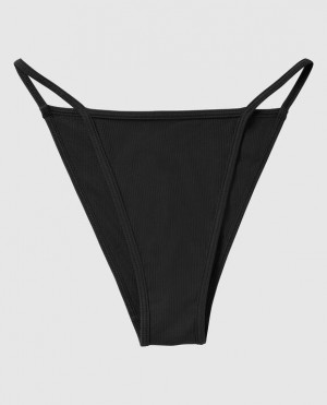 Women's La Senza Ribbed Mini Cheeky Panty Underwear Black | OCCVFpeb