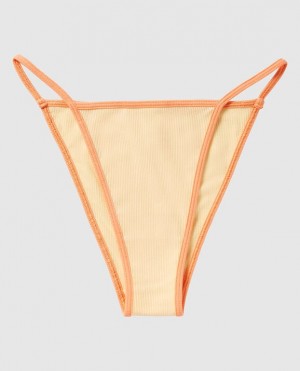 Women's La Senza Ribbed Mini Cheeky Panty Underwear Light Yellow | HcaqxdSY