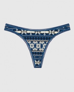 Women's La Senza Thong Panty Underwear Blue | 0hszAve0