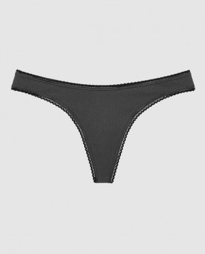 Women's La Senza Thong Panty Underwear Black | 2BkuwQLd