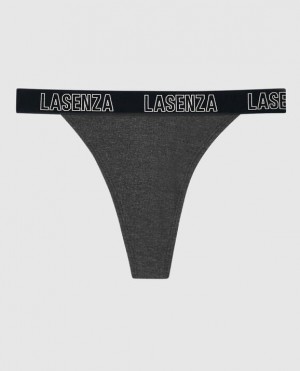 Women's La Senza Thong Panty Underwear Black | l6pyFilE