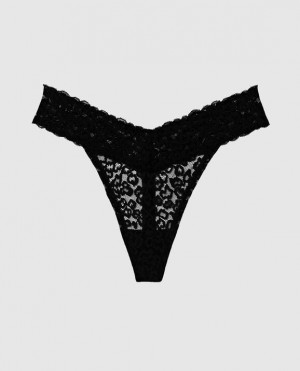 Women's La Senza Thong Panty Underwear Black | atP0xBRs