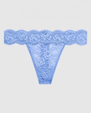 Women's La Senza Thong Panty Underwear Blue | m7AUPOUO