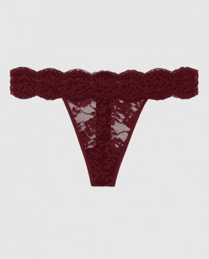 Women's La Senza Thong Panty Underwear Red Burgundy | I6gBuN2W