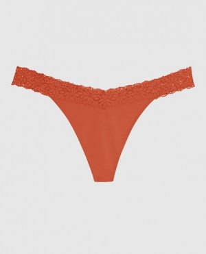 Women's La Senza Thong Panty Underwear Terra Cotta | FWWrGhXP