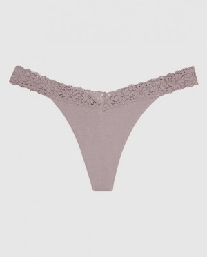 Women's La Senza Thong Panty Underwear Winterberry | 6NoDKl65