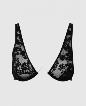 Women's La Senza Unlined Lace Bra Lingerie Black | yRGfLpvg