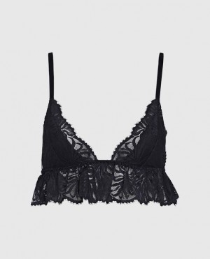 Women's La Senza Unlined Lace Bralette Lingerie Black | PDtMQ2Je
