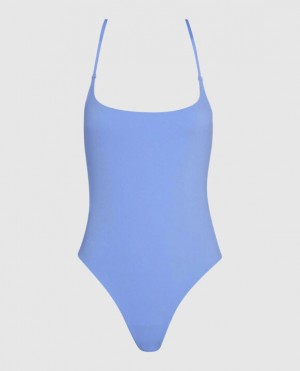 Women's La Senza Unlined Microfiber Bodysuit Lingerie Blue | KdVqBGVD