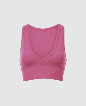 Women's La Senza Waffle Crop Sleepwear Rose | tfRuVkRd